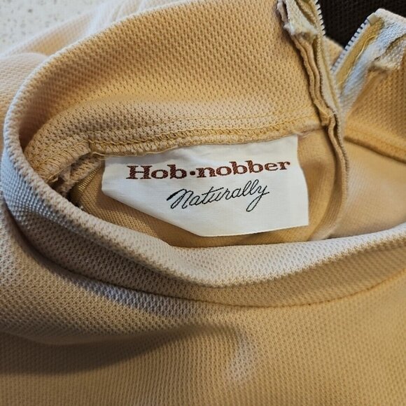 Vtg Hob Nobber Sheath Dress Womens S Brown Beige 60s Mod Double Knit Stretch - Picture 10 of 13